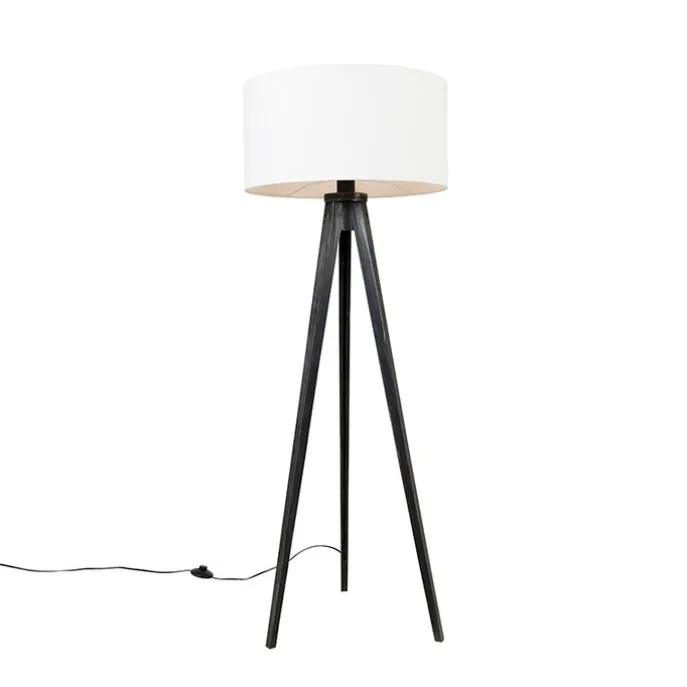 Stehleuchte Stativ schwarz mit Schirm weiß 50 cm - Tripod Classic