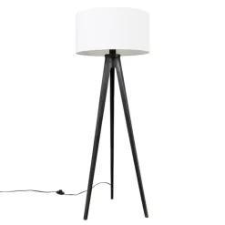 Stehleuchte Stativ schwarz mit Schirm weiß 50 cm - Tripod Classic