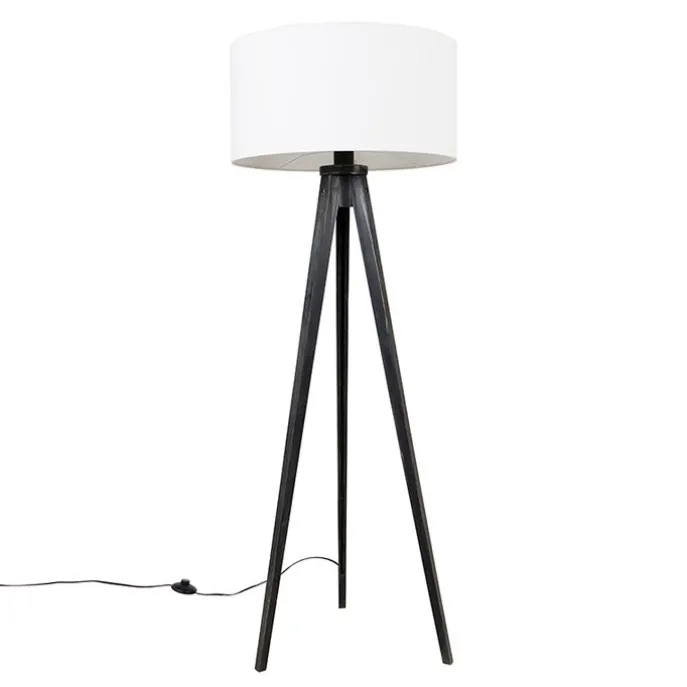 Stehleuchte Stativ schwarz mit Schirm weiß 50 cm - Tripod Classic