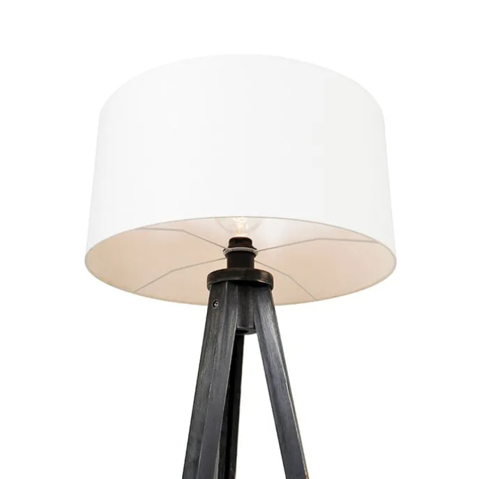Stehleuchte Stativ schwarz mit Schirm weiß 50 cm - Tripod Classic