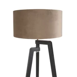 Stehleuchte Stativ schwarz mit taupe Schirm und Gold 50 cm - Puros