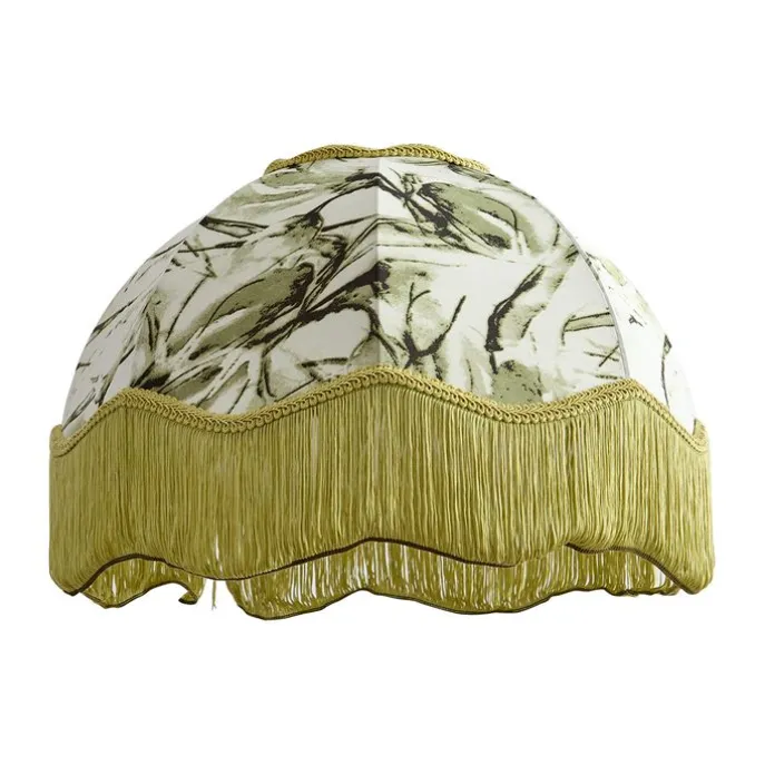 Stofflampenschirm Blattdesign mit weißer Innenseite 45/15/21,5 - Heritage