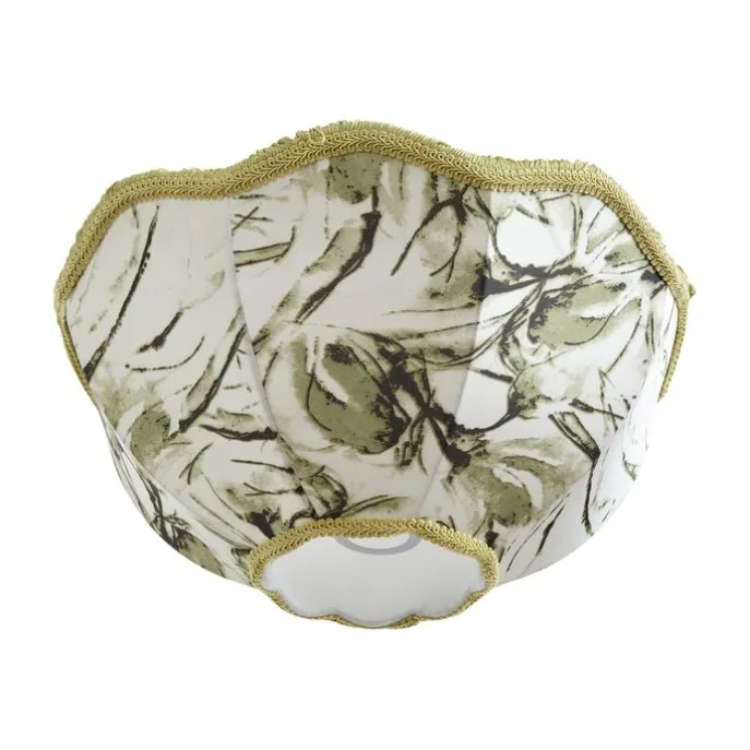 Stofflampenschirm Blattdesign mit weißer Innenseite 45/15/21,5 - Heritage