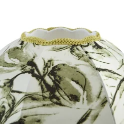 Stofflampenschirm Blattdesign mit weißer Innenseite 45/15/21,5 - Heritage