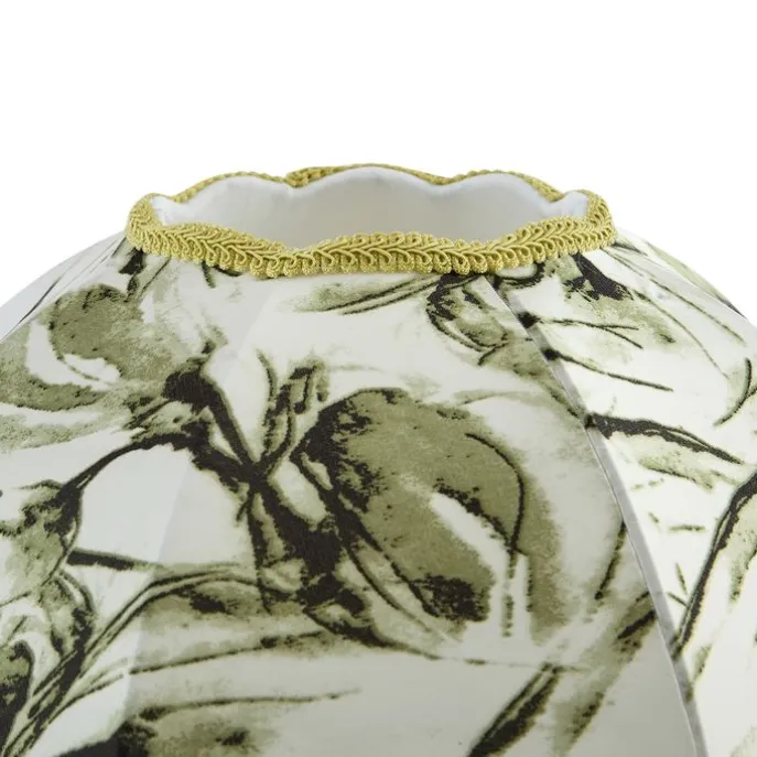 Stofflampenschirm Blattdesign mit weißer Innenseite 45/15/21,5 - Heritage