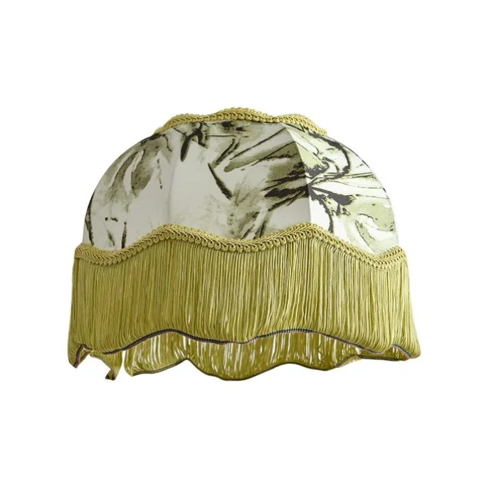 Stofflampenschirm Blattdesign mit weißer Innenseite 31,5/15/14 - Heritage