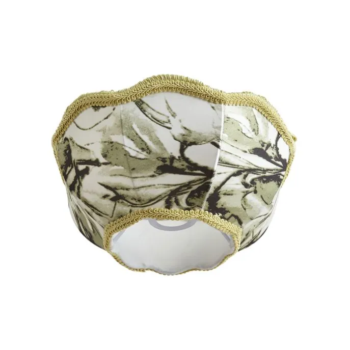 Stofflampenschirm Blattdesign mit weißer Innenseite 31,5/15/14 - Heritage