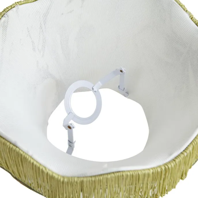 Stofflampenschirm Blattdesign mit weißer Innenseite 31,5/15/14 - Heritage