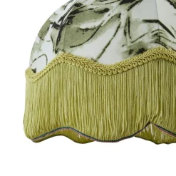 Stofflampenschirm Blattdesign mit weißer Innenseite 31,5/15/14 - Heritage