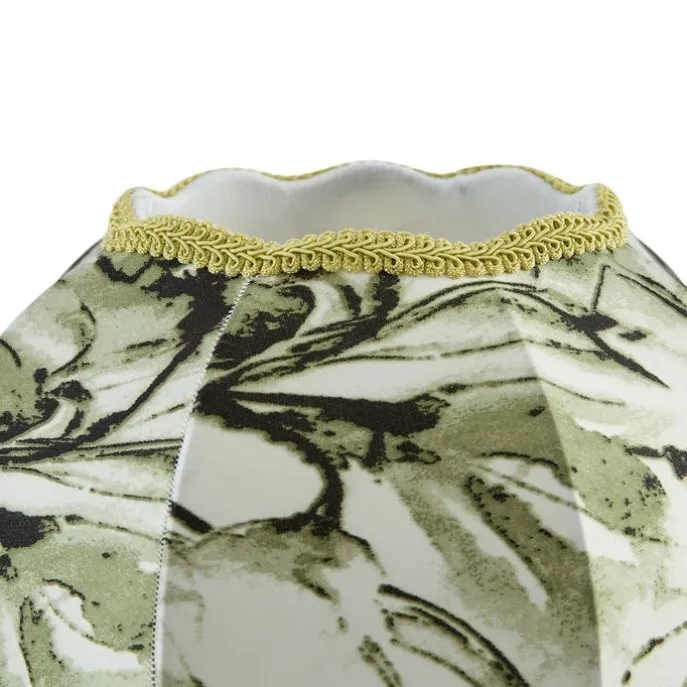 Stofflampenschirm Blattdesign mit weißer Innenseite 31,5/15/14 - Heritage