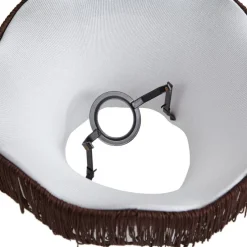 Stofflampenschirm braun mit weißer Innenseite 31,5/15/14 - Heritage