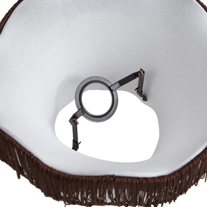 Stofflampenschirm braun mit weißer Innenseite 31,5/15/14 - Heritage