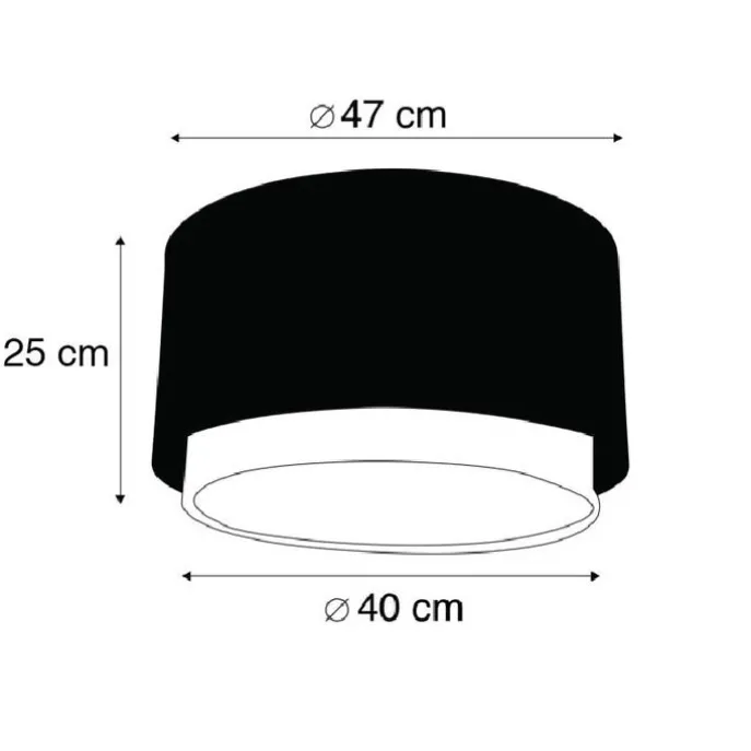 Stofflampenschirm schwarz / weiß 47/25 - Duo