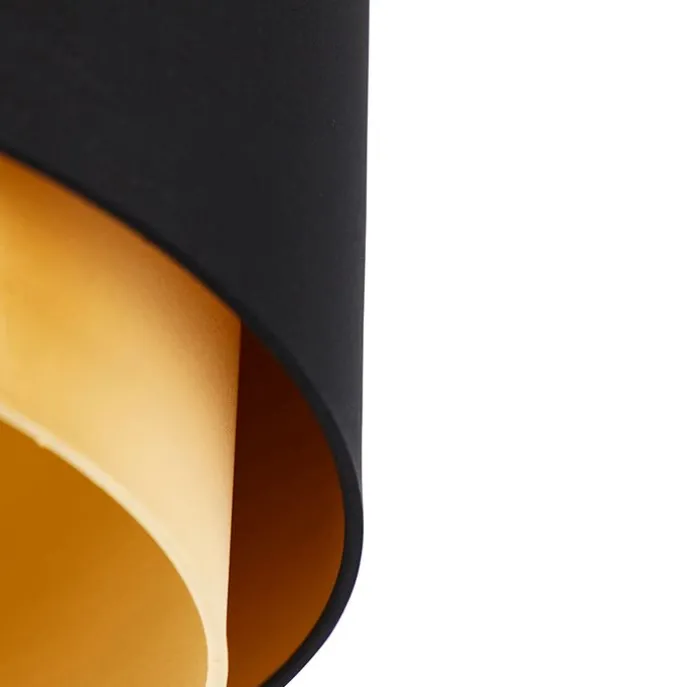 Stofflampenschirm schwarz 40/47/26 mit goldenem Interieur