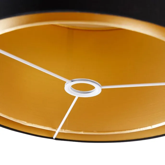 Stofflampenschirm schwarz 40/47/26 mit goldenem Interieur