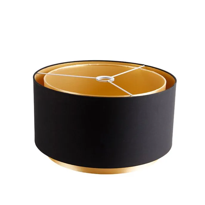 Stofflampenschirm schwarz 40/47/26 mit goldenem Interieur