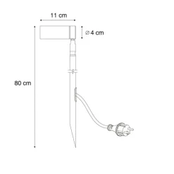 Strahler schwarz 80cm inkl. LED Verstellbar IP65 inkl. Kabel und Stecker - Carl