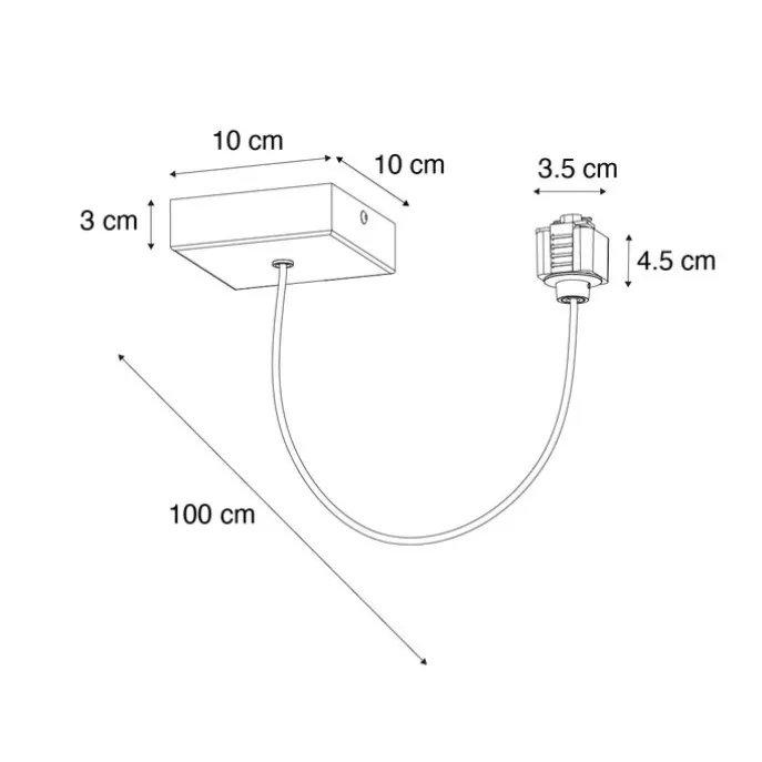 Stromzufuhr mit quadratischer Montageplatte für 1-phasige Schiene weiß - Iconic