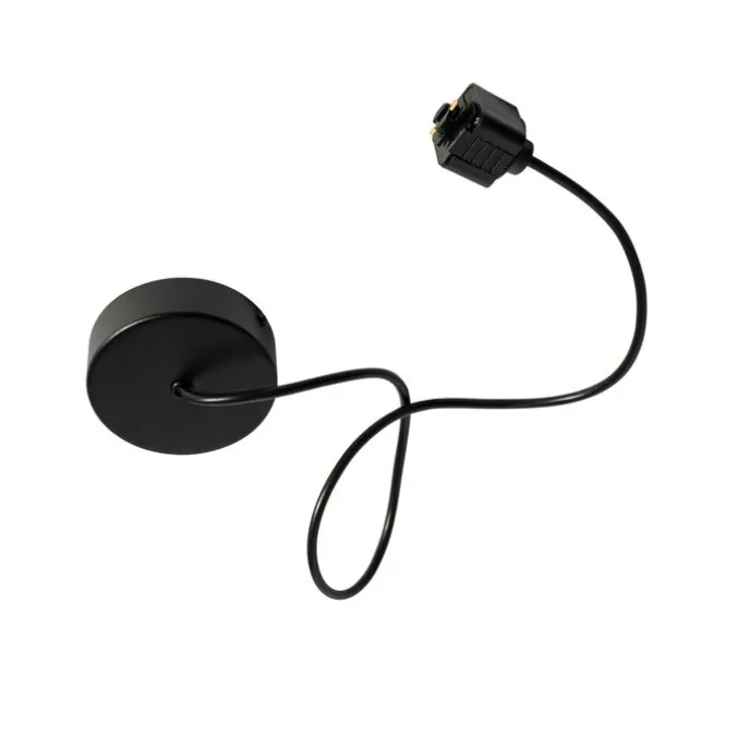 Stromzufuhr mit runder Montageplatte für 1-phasige Schiene schwarz - Iconic