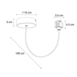 Stromzufuhr mit runder Montageplatte für 1-phasige Schiene schwarz - Iconic