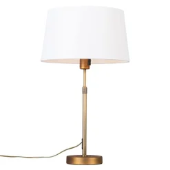 Tischlampe Bronze mit Schirm weiß 35 cm verstellbar - Parte
