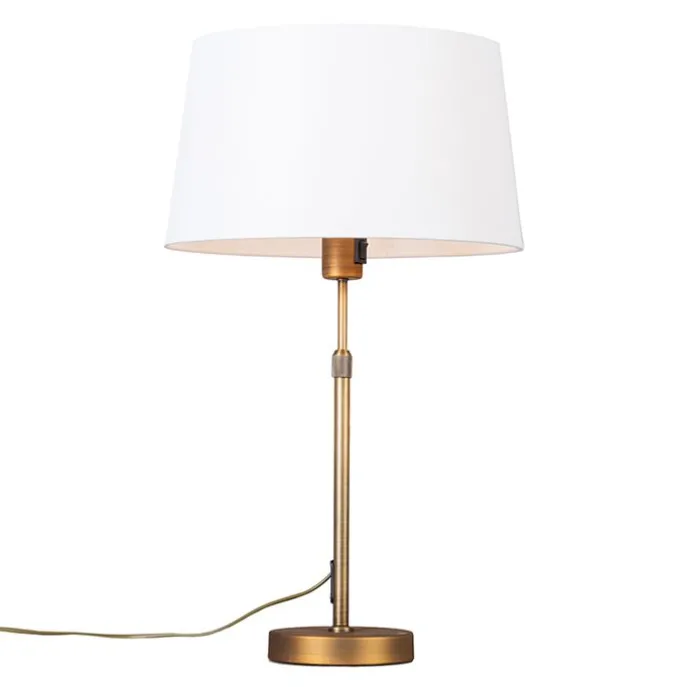 Tischlampe Bronze mit Schirm weiß 35 cm verstellbar - Parte