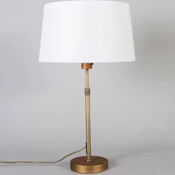 Tischlampe Bronze mit Schirm weiß 35 cm verstellbar - Parte