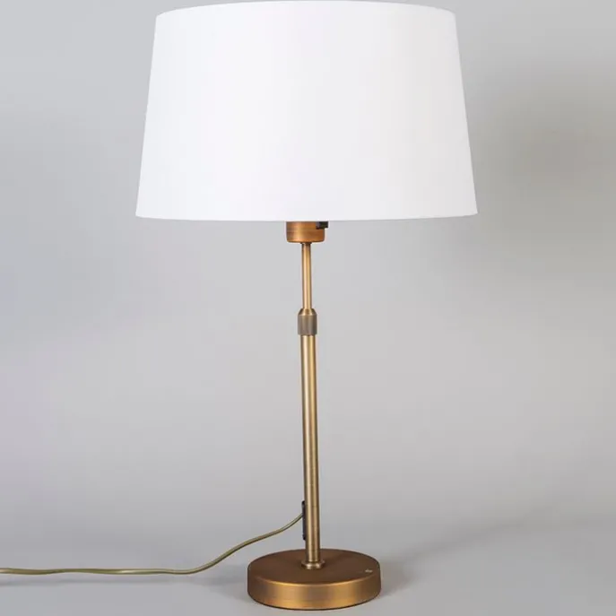 Tischlampe Bronze mit Schirm weiß 35 cm verstellbar - Parte