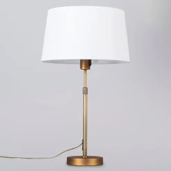 Tischlampe Bronze mit Schirm weiß 35 cm verstellbar - Parte
