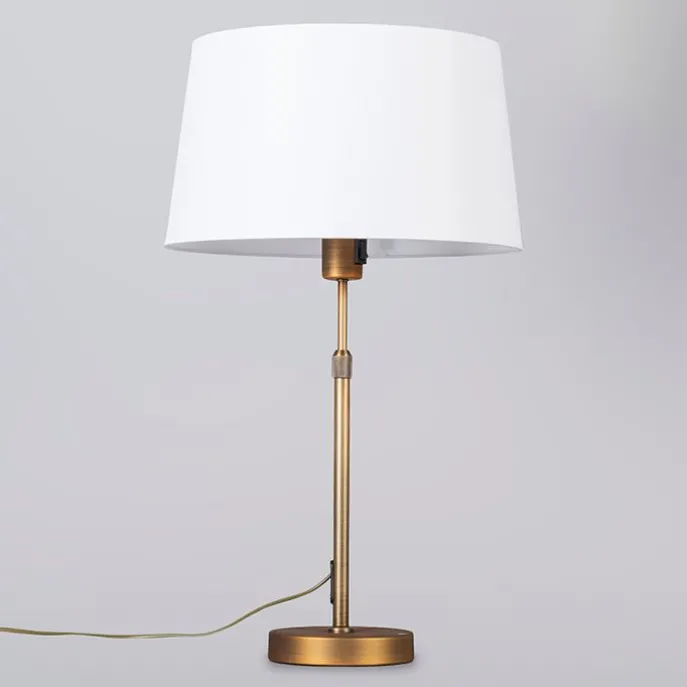 Tischlampe Bronze mit Schirm weiß 35 cm verstellbar - Parte