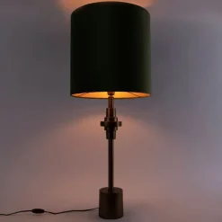 Tischlampe Bronze Veloursschirm grün 40 cm - Diverso