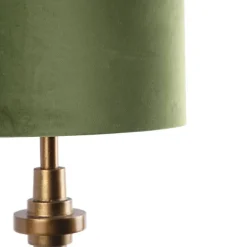 Tischlampe Bronze Veloursschirm grün 40 cm - Diverso