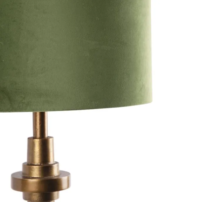 Tischlampe Bronze Veloursschirm grün 40 cm - Diverso
