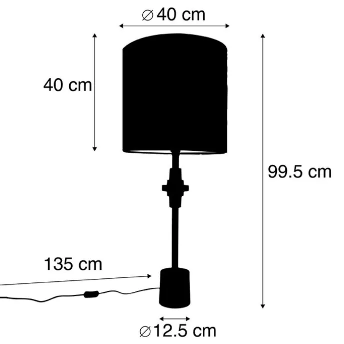 Tischlampe Bronze Veloursschirm grün 40 cm - Diverso