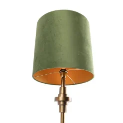 Tischlampe Bronze Veloursschirm grün 40 cm - Diverso