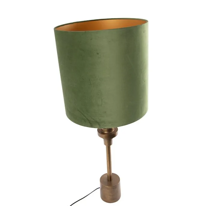 Tischlampe Bronze Veloursschirm grün 40 cm - Diverso