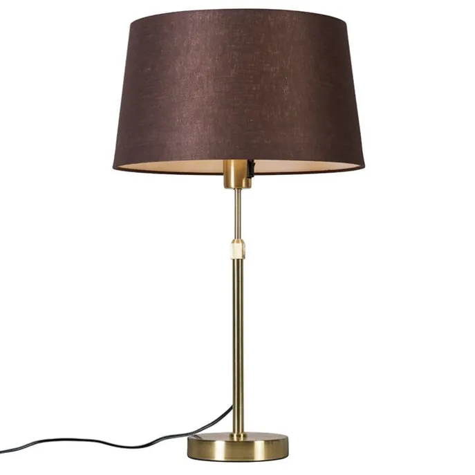 Tischlampe Gold / Messing mit Lampenschirm braun 35 cm verstellbar - Parte