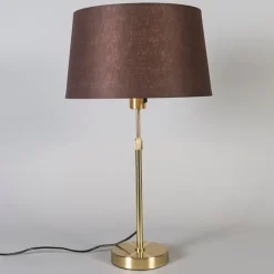 Tischlampe Gold / Messing mit Lampenschirm braun 35 cm verstellbar - Parte
