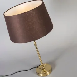 Tischlampe Gold / Messing mit Lampenschirm braun 35 cm verstellbar - Parte