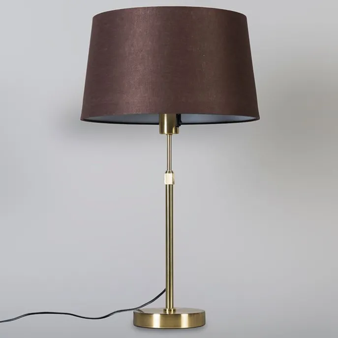 Tischlampe Gold / Messing mit Lampenschirm braun 35 cm verstellbar - Parte