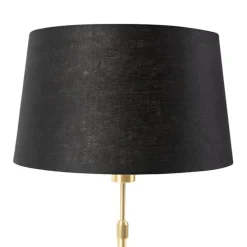 Tischlampe Gold / Messing mit Leinenschirm schwarz 35 cm - Parte