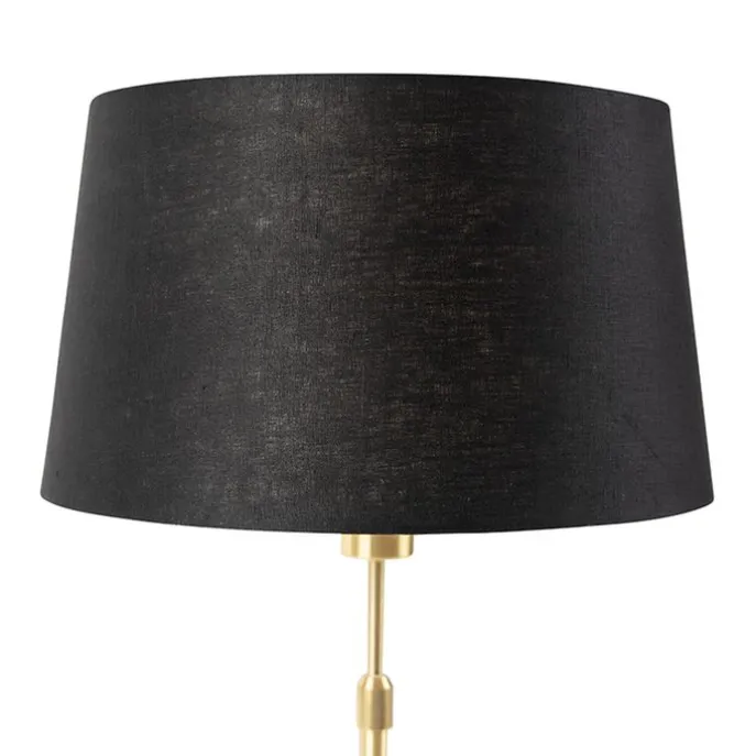 Tischlampe Gold / Messing mit Leinenschirm schwarz 35 cm - Parte