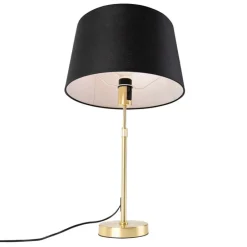Tischlampe Gold / Messing mit Leinenschirm schwarz 35 cm - Parte