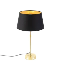 Tischlampe Gold / Messing mit Schirm schwarz mit Gold 32 cm - Parte