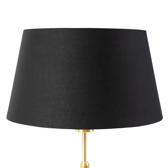 Tischlampe Gold / Messing mit Schirm schwarz mit Gold 32 cm - Parte