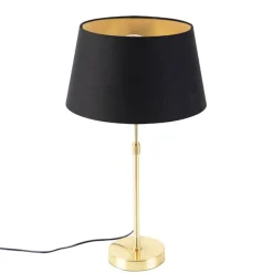 Tischlampe Gold / Messing mit Schirm schwarz mit Gold 32 cm - Parte