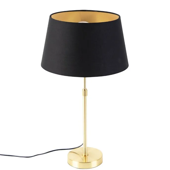 Tischlampe Gold / Messing mit Schirm schwarz mit Gold 32 cm - Parte
