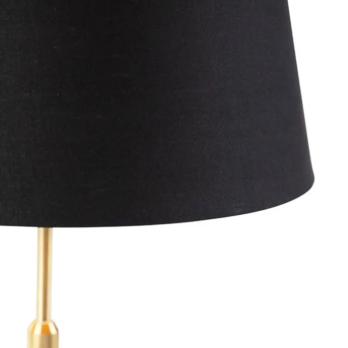 Tischlampe Gold / Messing mit Schirm schwarz mit Gold 32 cm - Parte