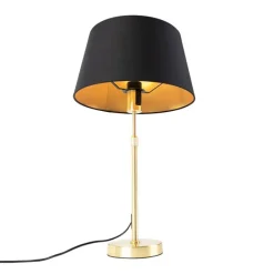 Tischlampe Gold / Messing mit Schirm schwarz mit Gold 32 cm - Parte