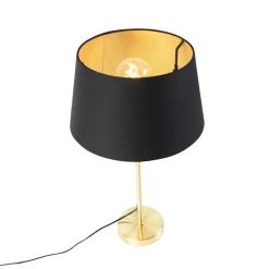 Tischlampe Gold / Messing mit Schirm schwarz mit Gold 32 cm - Parte